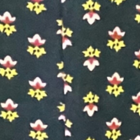 LOFT Long Sleeve Keyhole Neck Mini Dress Black with Pink + Yellow Flowers Size 0 - Picture 4 of 5